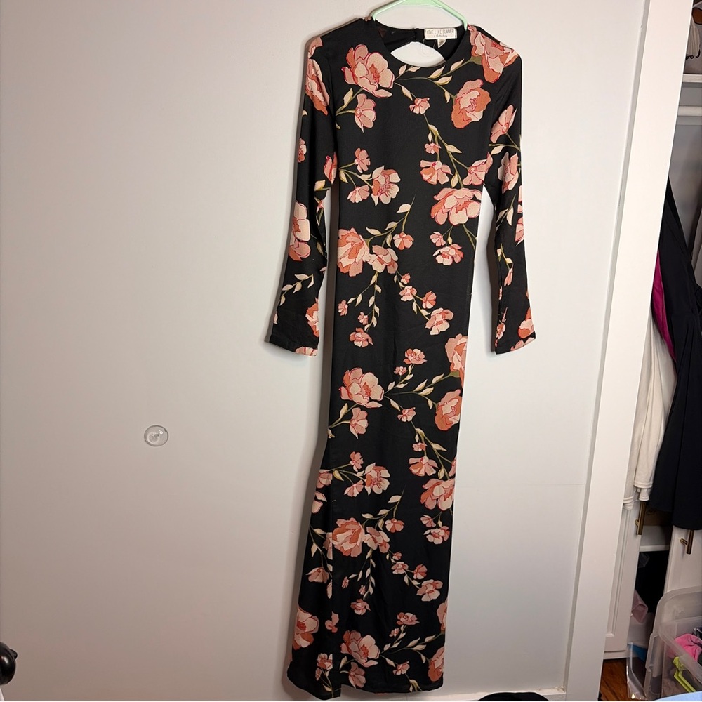 Love Like Summer x Billabong Black Floral Long Sleeve Maxi Dress Small - Picture 3 of 8